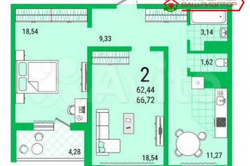 2-к квартира, 66,7 м², 12/19 эт.