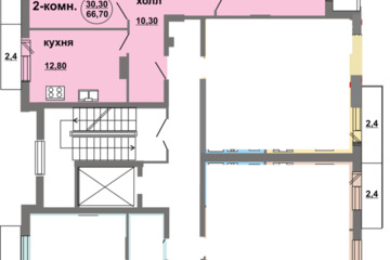 2-к квартира, 66 м², 6/7 эт.