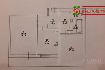 2-к квартира, 49 м², 3/10 эт.