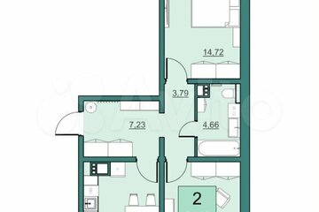 2-к квартира, 61 м², 18/19 эт.