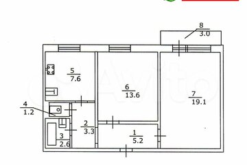 2-к квартира, 52 м², 6/10 эт.