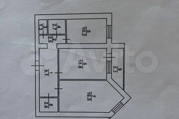 2-к квартира, 63 м², 1/10 эт.