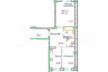 2-к квартира, 68 м², 4/10 эт.