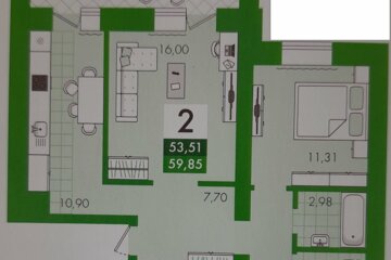 2-к квартира, 60 м², 3/10 эт.