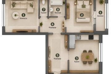 2-к квартира, 61,8 м², 1/10 эт.