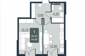 1-к квартира, 44 м², 9/10 эт.